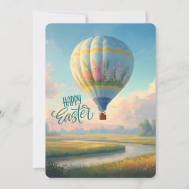 Tarjeta Festiva Feliz Pascua Lowcountry Marshland Globo Aerostátic