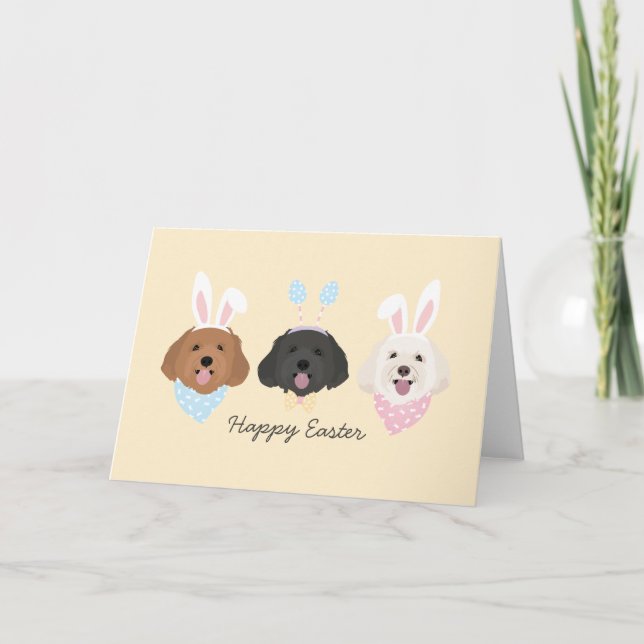 Tarjeta Festiva Feliz Pascua Maltipoo Perros (Anverso)