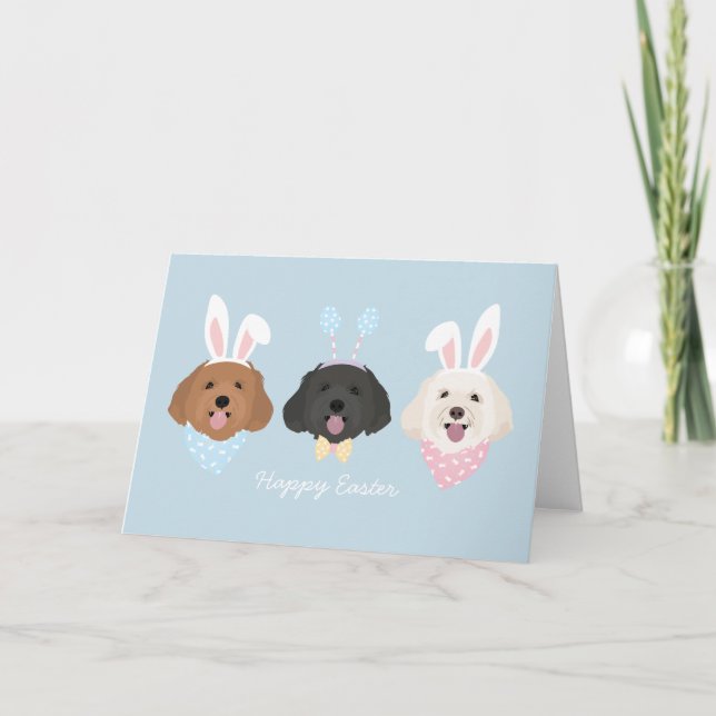 Tarjeta Festiva Feliz Pascua Maltipoo Perros (Anverso)