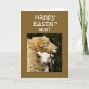 Tarjeta Festiva Feliz Pascua, Mamá -- Oveja y Cordero