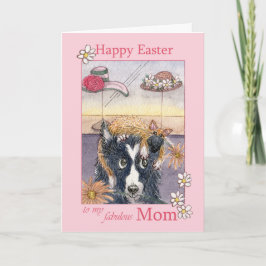 Tarjeta Festiva Feliz Pascua Mamá, perro collie fronterizo en bonn