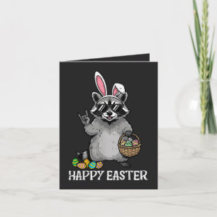 Tarjeta Festiva Feliz Pascua Mapache Conejito