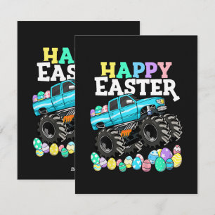 Tarjeta Festiva Feliz Pascua Monster Truck Huevos de Pascua