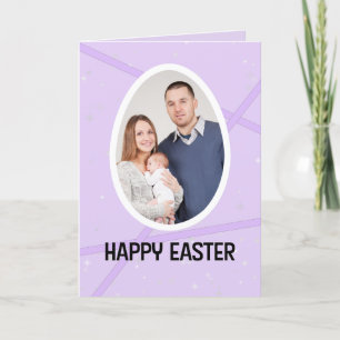 Tarjeta Festiva Feliz Pascua Morado Huevo Marco tu foto Personaliz