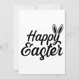 Tarjeta Festiva Feliz Pascua, Orejas de Conejo en Texto Negro