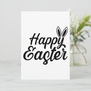 Tarjeta Festiva Feliz Pascua, Orejas de Conejo en Texto Negro