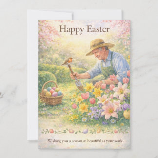 Tarjeta Festiva Feliz Pascua Paisajista Jardinero Ocupación