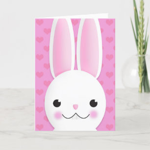 Tarjeta Festiva Feliz Pascua Para Cualquier Conejo Cara Con Corazo