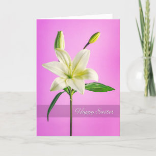 Tarjeta Festiva Feliz Pascua Para Cualquier Hermosa Lirio Blanco