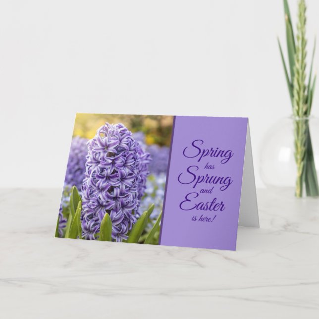 Tarjeta Festiva Feliz Pascua Para Cualquier Hermoso Hícono Morado (Anverso)