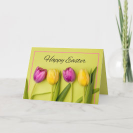 Tarjeta Festiva Feliz Pascua Para Cualquier Tulipán Hermoso