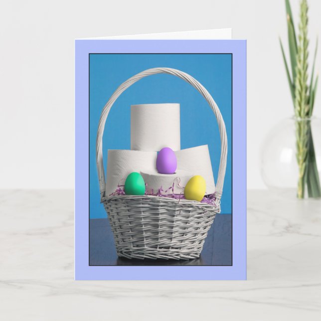 Tarjeta Festiva Feliz Pascua para cualquiera, papel higiénico y hu (Anverso)