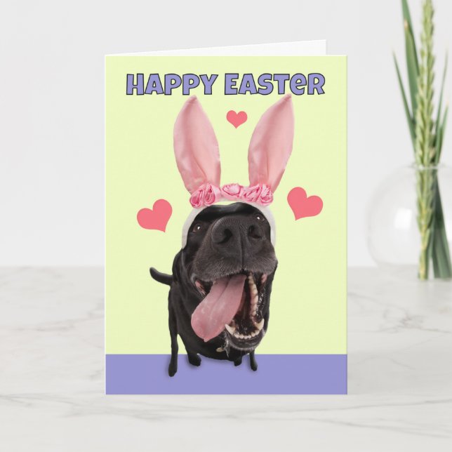 Tarjeta Festiva Feliz Pascua para cualquiera que diga Perro en las (Anverso)