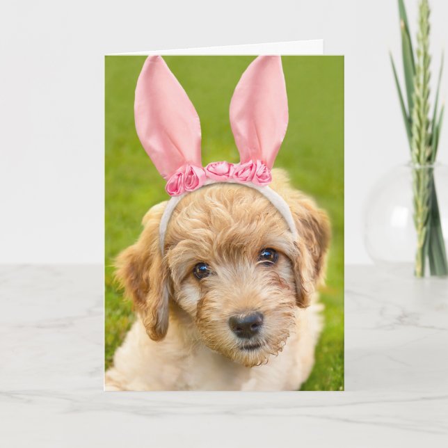 Tarjeta Festiva Feliz Pascua para cualquiera que sea el cachorro l (Anverso)