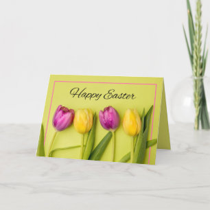 Tarjeta Festiva Feliz Pascua para cualquiera tulipanes bonitos