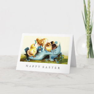 Tarjeta Festiva Feliz Pascua. Pascua de chichas de época