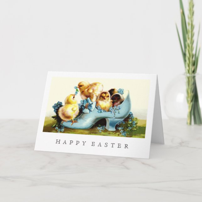 Tarjeta Festiva Feliz Pascua. Pascua de chichas de época (Anverso)