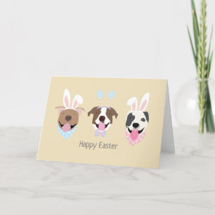 Tarjeta Festiva Feliz Pascua Perros American Pit Bull Terrier