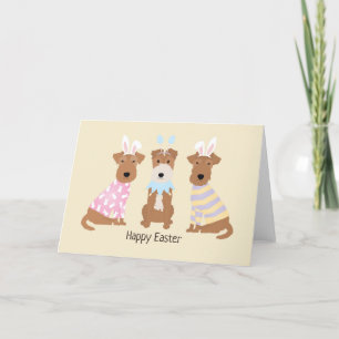 Tarjeta Festiva Feliz Pascua Perros Terrier Galés