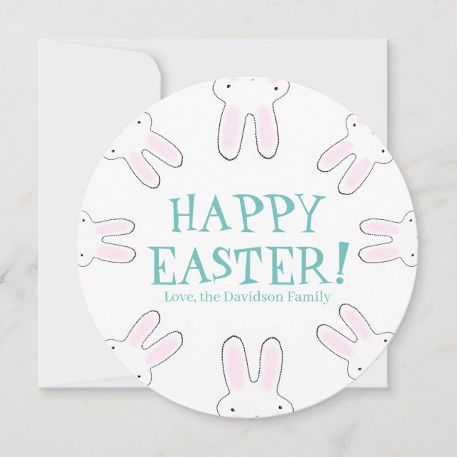 Tarjeta Festiva Feliz Pascua personalizado blanco verde azulado li (Anverso)