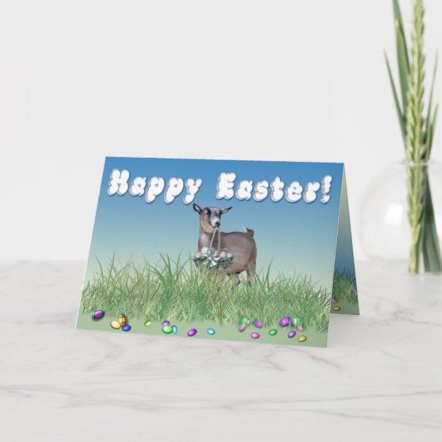 Tarjeta Festiva Feliz Pascua Pigmy Goat (Anverso)