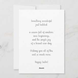 Tarjeta Festiva Feliz Pascua Pollito Adorable Rompiendo el Huevo d