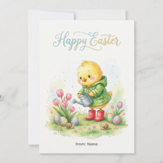Tarjeta Festiva Feliz Pascua Pollito de Cuarentena Primavera