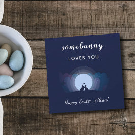 Tarjeta Festiva feliz Pascua romántico conejo pareja de amor