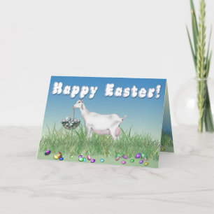 Tarjeta Festiva Feliz Pascua Saanen Goat