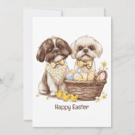 Tarjeta Festiva Feliz Pascua Shih Tzu Dogs