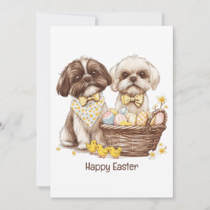 Tarjeta Festiva Feliz Pascua Shih Tzu Dogs