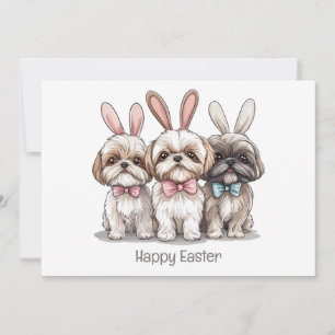 Tarjeta Festiva Feliz Pascua Shih Tzu Dogs