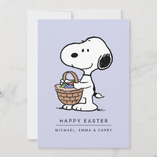 Tarjeta Festiva Feliz Pascua   Snoopy y el conejo de Pascua