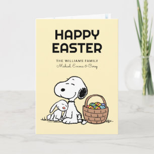 Tarjeta Festiva Feliz Pascua Snoopy y el conejo de Pascua