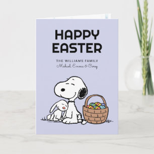 Tarjeta Festiva Feliz Pascua   Snoopy y el conejo de Pascua