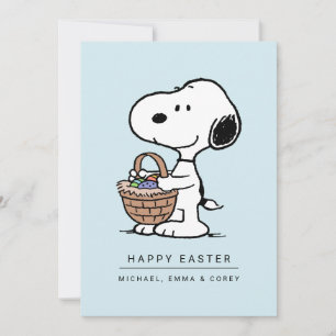 Tarjeta Festiva Feliz Pascua   Snoopy y el conejo de Pascua
