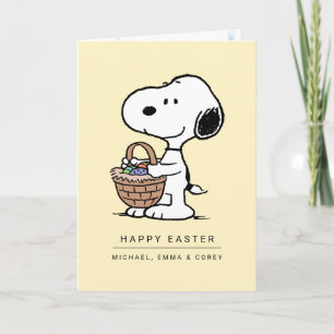 Tarjeta Festiva Feliz Pascua   Snoopy y el conejo de Pascua