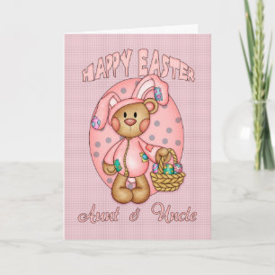 Tarjeta Festiva Feliz Pascua - tía y tío - Oso de peluche en B