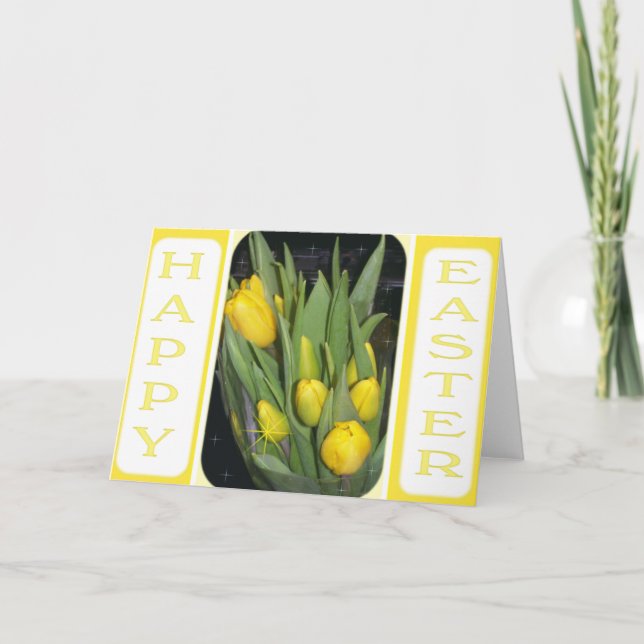 Tarjeta Festiva Feliz Pascua-Tulips (Anverso)