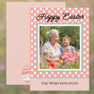 Tarjeta Festiva Feliz Pascua Una Foto Huevo de Pascua de Durazno y