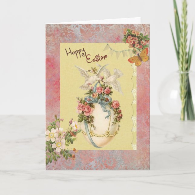 Tarjeta Festiva Feliz Pascua Victoria Doves Eging Greeting Card (Anverso)
