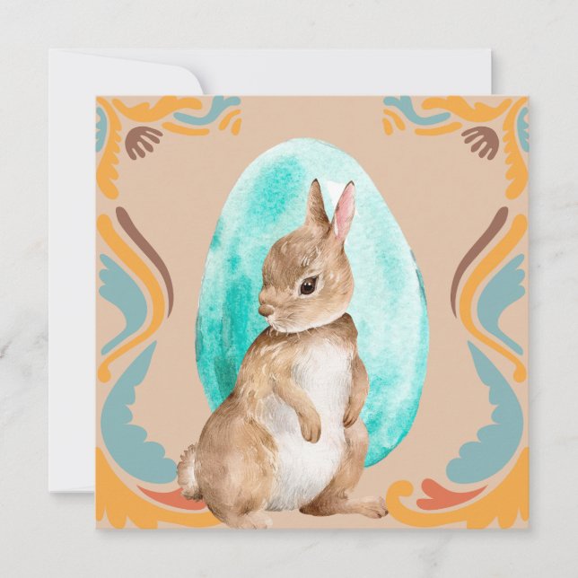 Tarjeta Festiva Feliz Pascua - Vintage Style Bunny Card (Anverso)