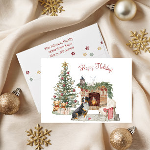 Tarjeta Festiva Feliz Pawlidays Diseño de Perro - Bernés de la Mon