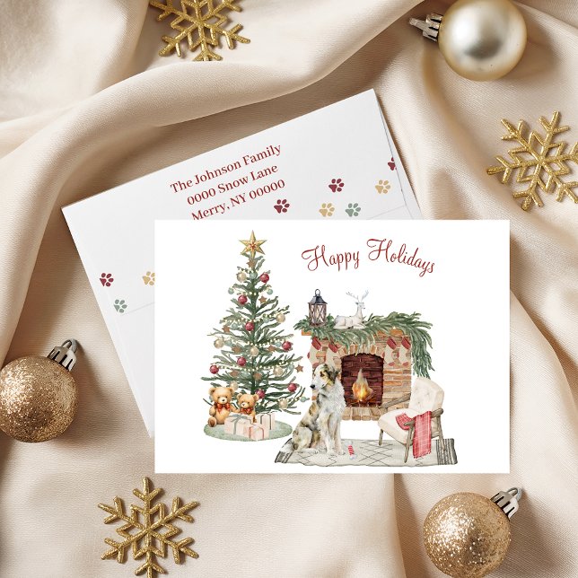 Tarjeta Festiva Feliz Pawlidays Diseño de Perro - Borzoi (Subido por el creador)