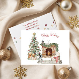 Tarjeta Festiva Feliz Pawlidays Diseño de Perro - Boston Terrier