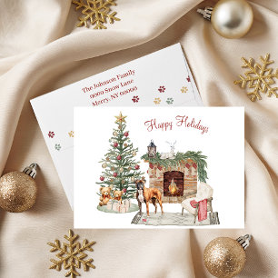 Tarjeta Festiva Feliz Pawlidays Diseño de Perro - Boxer