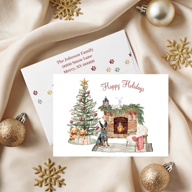 Tarjeta Festiva Feliz Pawlidays Diseño de Perro - Boyero Australia (Subido por el creador)