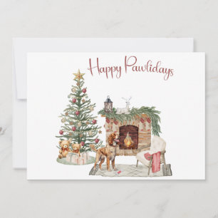 Tarjeta Festiva Feliz Pawlidays Diseño de Perro - Brittany Spaniel