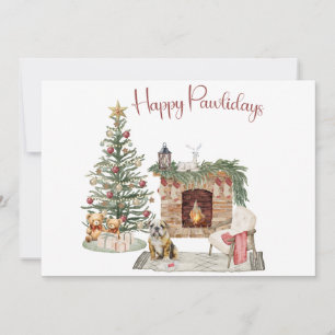Tarjeta Festiva Feliz Pawlidays Diseño de Perro - Bulldog Inglés