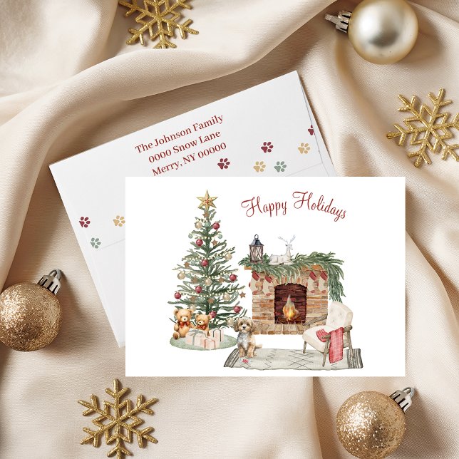 Tarjeta Festiva Feliz Pawlidays Diseño de Perro - Cavapoo (Subido por el creador)